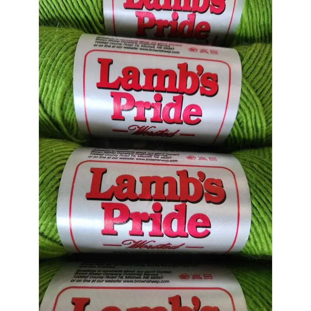 Lot Of 7 Lambs Pride Worsted Yarn Limeade Green Wool Mohair 4oz Skeins USA